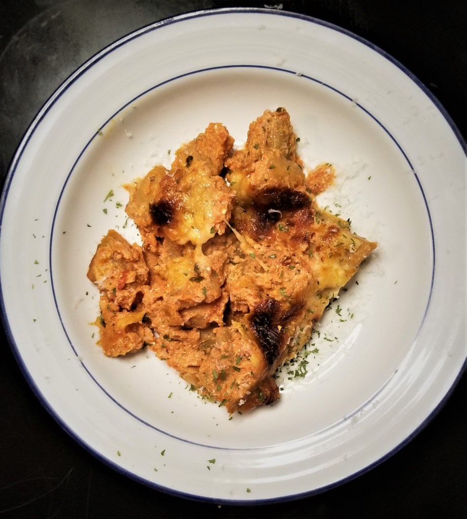 Baked - not fried - eggplant parmigiana is the way to go for a hearty, but healthier, dinner. 